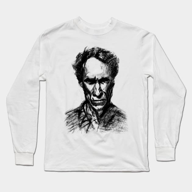 Clint Eeastwood Dirty harry illustration Long Sleeve T-Shirt by Corvons